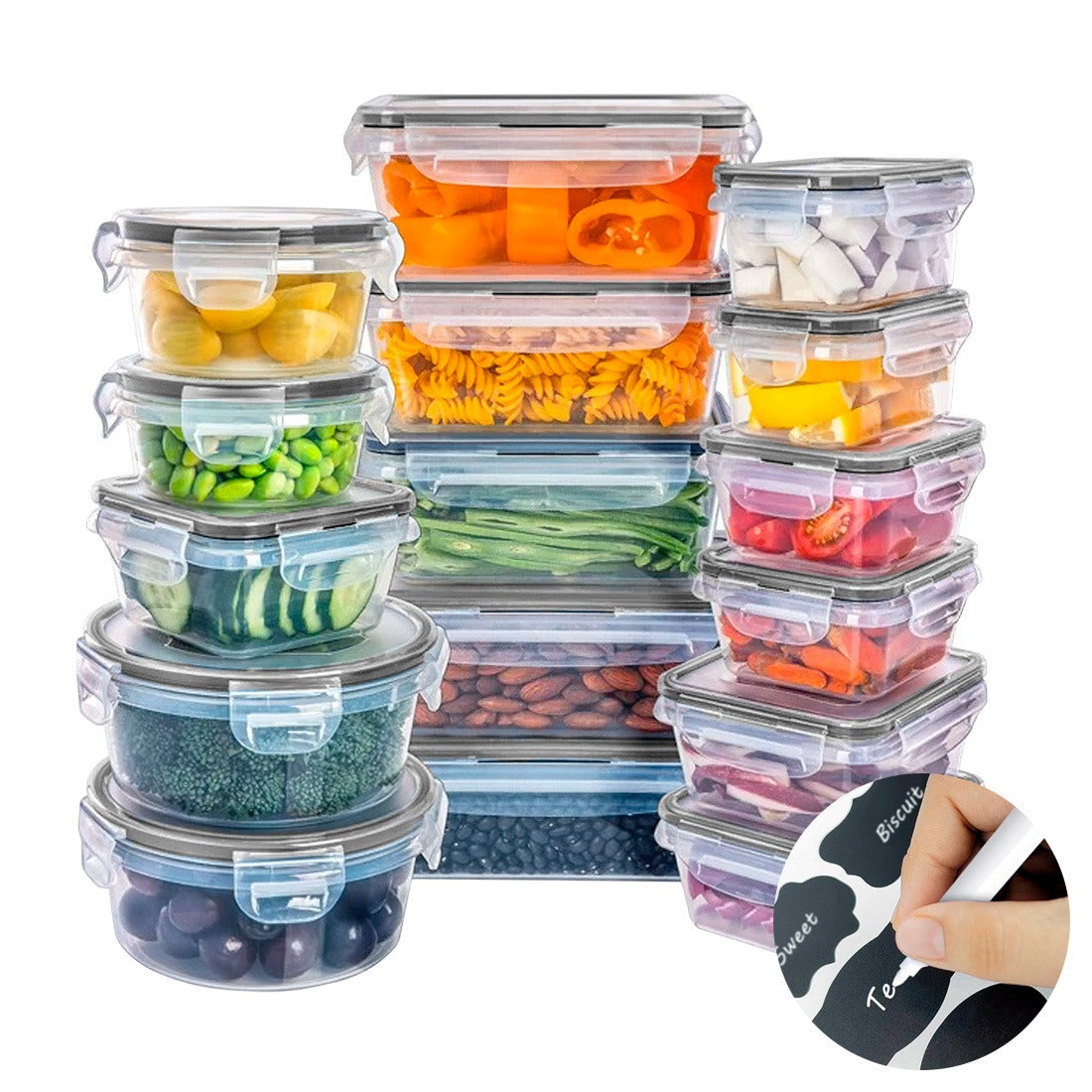 Conjunto 16 Potes Herméticos Croix Empilhavel Tampa E Trava Conjunto 16 Potes Herméticos Croix Empilhavel Tampa E Trava